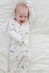3er Pack Neugeborenes geknotetes Nachthemd Langarm mit passendem Hut-Set, Baumwoll-Baby-Schlafanzüge Schlafsäcke Home-Outfits-Set mit Fäustlingsmansch