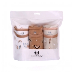 3er Pack Neugeborenes geknotetes Nachthemd Langarm mit passendem Hut-Set, Baumwoll-Baby-Schlafanzüge Schlafsäcke Home-Outfits-Set mit Fäustlingsmansch