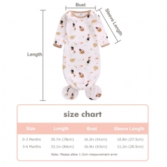 3er Pack Neugeborenes geknotetes Nachthemd Langarm mit passendem Hut-Set, Baumwoll-Baby-Schlafanzüge Schlafsäcke Home-Outfits-Set mit Fäustlingsmansch
