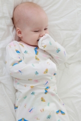 3er Pack Neugeborenes geknotetes Nachthemd Langarm mit passendem Hut-Set, Baumwoll-Baby-Schlafanzüge Schlafsäcke Home-Outfits-Set mit Fäustlingsmansch
