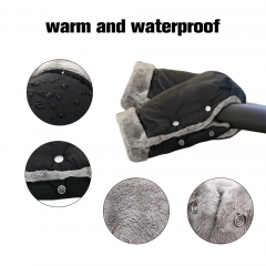 Handwärmer Handschuhe Handmuff für Kinderwagen Buggy mit Fleece Universal (Schwarz)
