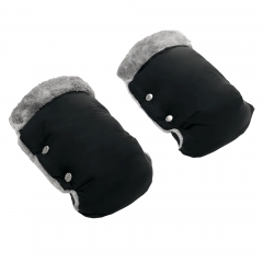 Handwärmer Handschuhe Handmuff für Kinderwagen Buggy mit Fleece Universal (Schwarz)